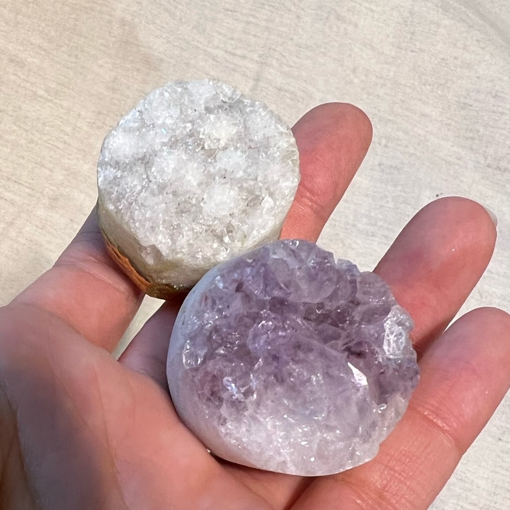 Clear Quartz and Amethyst crystal drawer knobs